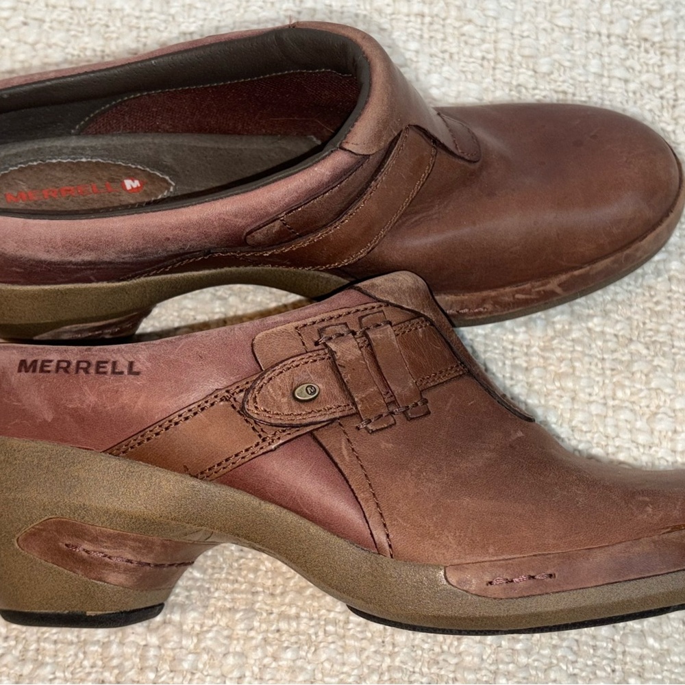 Merrell Luxe Plunge Brown Leather Mule Clog 9